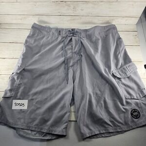 Ron Jon Surf Shop Mens Gray Cargo Board Shorts Swim Trunks Size 36 ICN1619